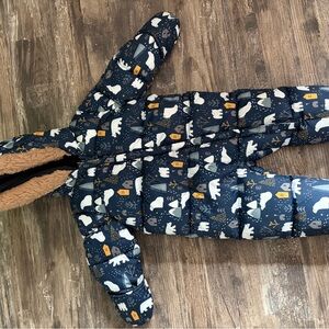 George Navy Blue Kids Footie with Bear and Tree Print